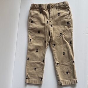 Crewcuts Tan Pants with Navy skull Embroidery